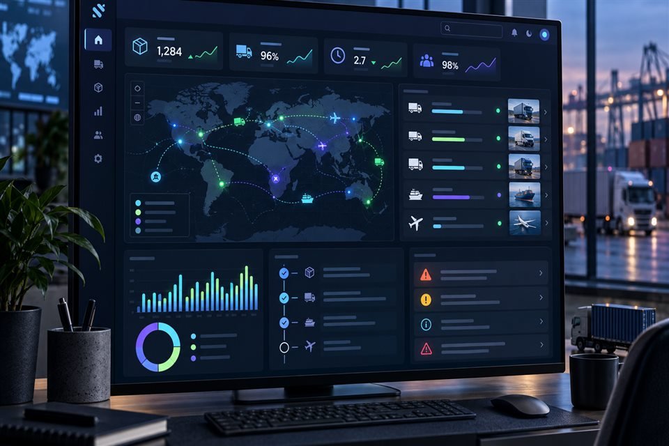 Giao diện concept dashboard logistics FlowOps