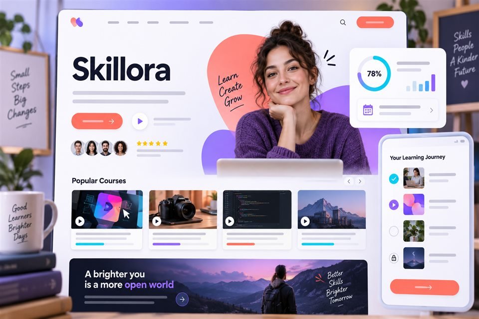 Giao diện concept nền tảng học trực tuyến Skillora